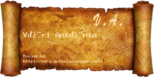 Vári Antónia névjegykártya