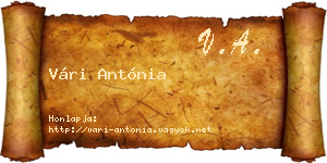 Vári Antónia névjegykártya